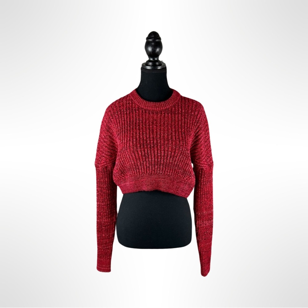 Urban Outfitters Big Sur Ribbed Knit Cropped
Sweater Red Multi Drop Sleeve - Picture 3 of 8